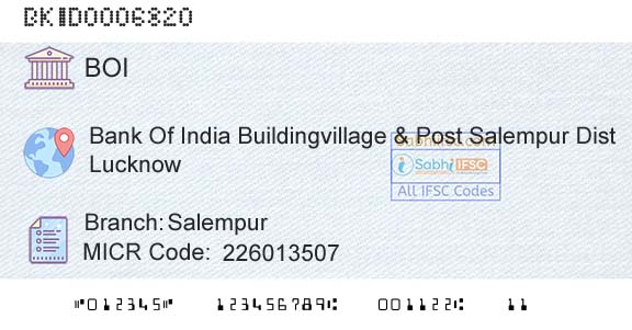 Bank Of India SalempurBranch 