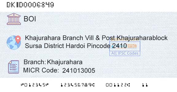 Bank Of India KhajuraharaBranch 