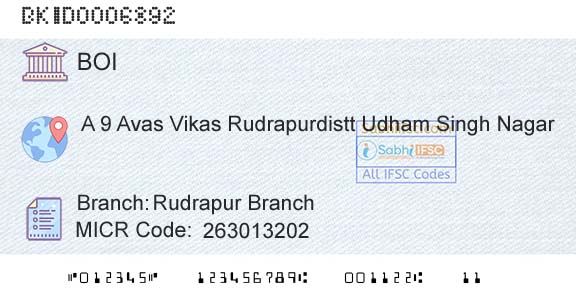 Bank Of India Rudrapur BranchBranch 
