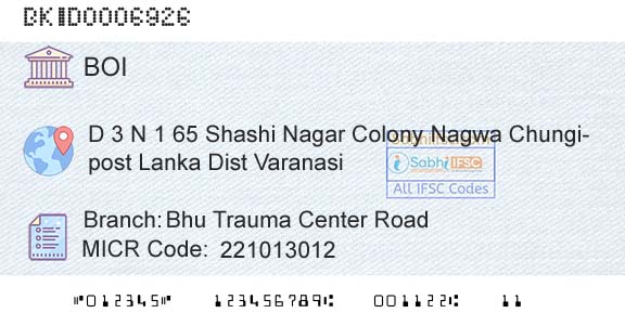Bank Of India Bhu Trauma Center RoadBranch 