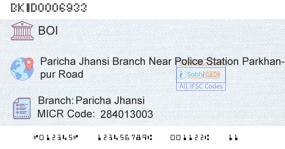 Bank Of India Paricha JhansiBranch 