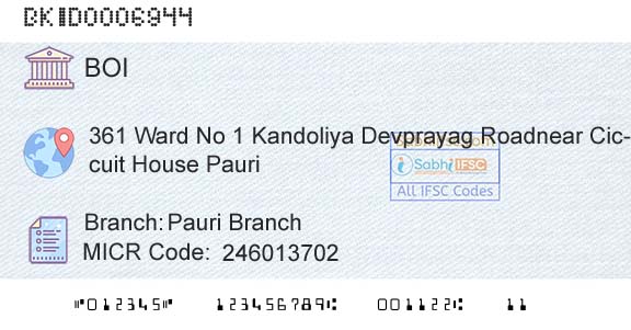 Bank Of India Pauri BranchBranch 