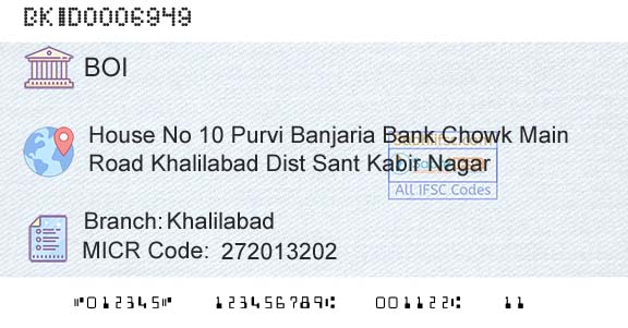 Bank Of India KhalilabadBranch 