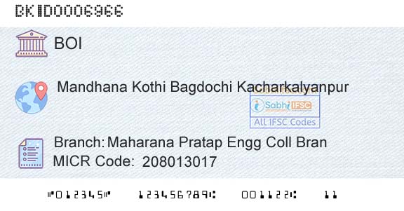 Bank Of India Maharana Pratap Engg Coll BranBranch 