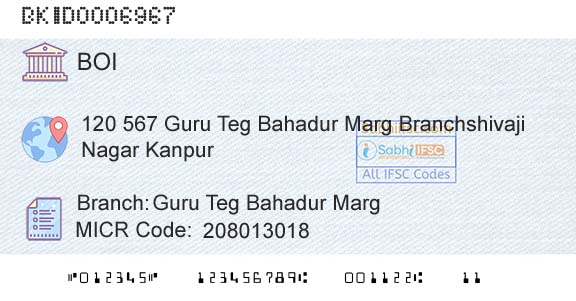 Bank Of India Guru Teg Bahadur MargBranch 