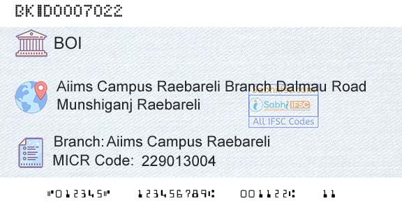 Bank Of India Aiims Campus RaebareliBranch 