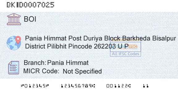 Bank Of India Pania HimmatBranch 