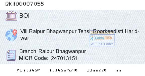Bank Of India Raipur Bhagwanpur Branch 