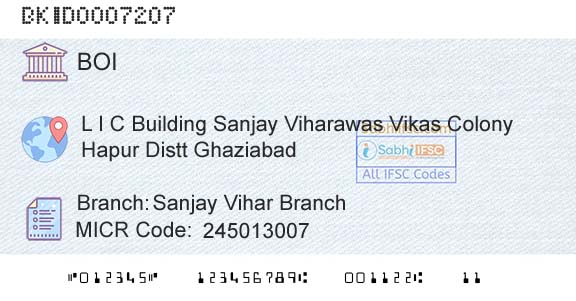 Bank Of India Sanjay Vihar BranchBranch 