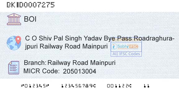 Bank Of India Railway Road Mainpuri Branch 