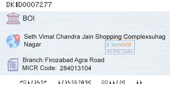 Bank Of India Firozabad Agra RoadBranch 