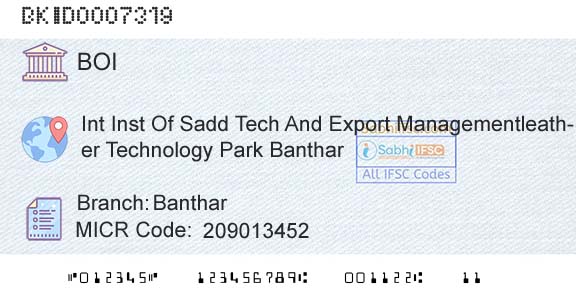 Bank Of India BantharBranch 