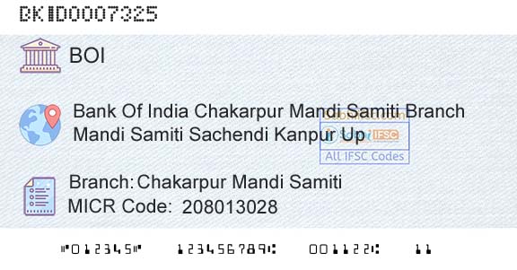 Bank Of India Chakarpur Mandi SamitiBranch 