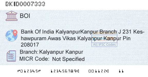 Bank Of India Kalyanpur KanpurBranch 