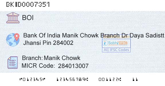 Bank Of India Manik ChowkBranch 