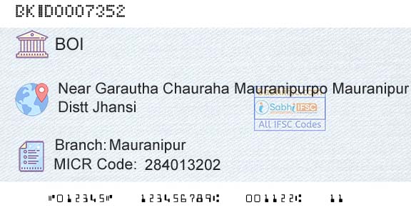 Bank Of India MauranipurBranch 