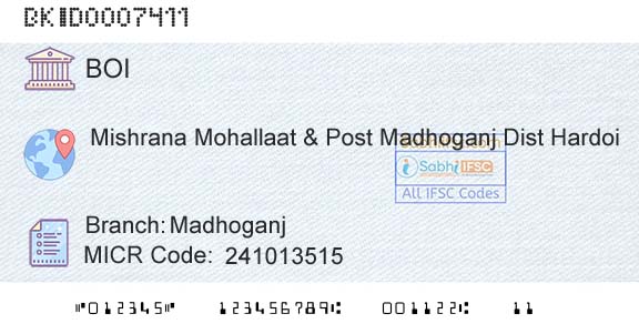 Bank Of India MadhoganjBranch 