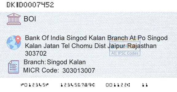 Bank Of India Singod KalanBranch 