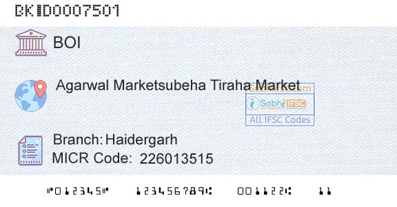 Bank Of India HaidergarhBranch 