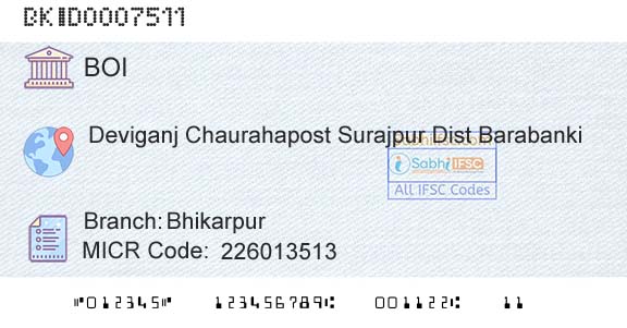 Bank Of India BhikarpurBranch 