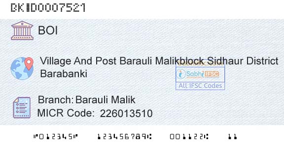 Bank Of India Barauli MalikBranch 
