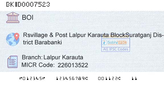 Bank Of India Lalpur KarautaBranch 