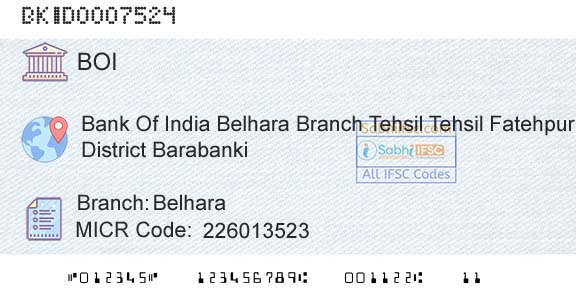Bank Of India BelharaBranch 