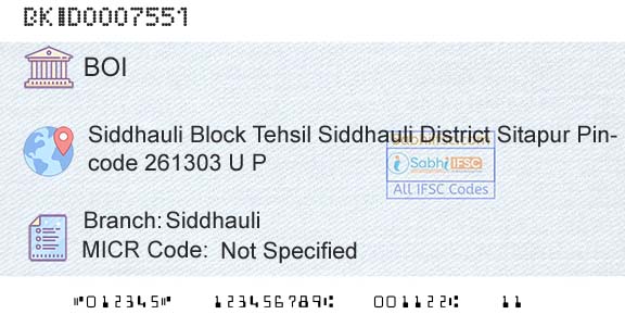 Bank Of India SiddhauliBranch 