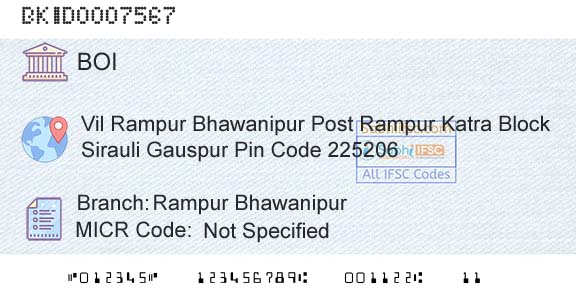 Bank Of India Rampur BhawanipurBranch 