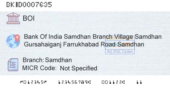 Bank Of India SamdhanBranch 