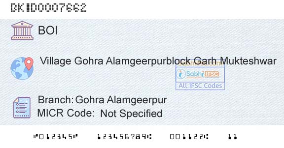 Bank Of India Gohra AlamgeerpurBranch 