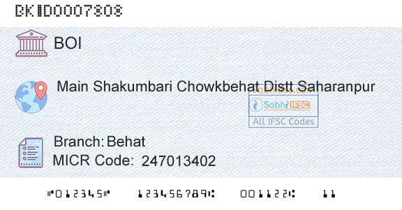 Bank Of India BehatBranch 