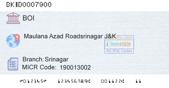Bank Of India SrinagarBranch 