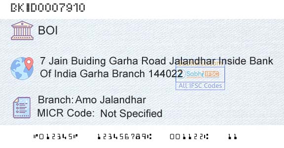 Bank Of India Amo JalandharBranch 