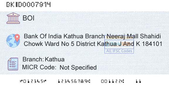 Bank Of India KathuaBranch 