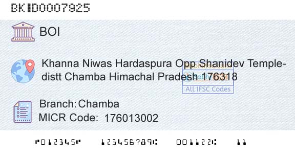 Bank Of India ChambaBranch 