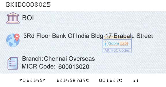 Bank Of India Chennai OverseasBranch 