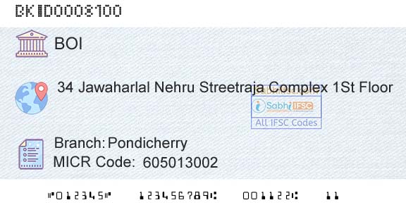 Bank Of India PondicherryBranch 