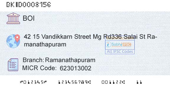 Bank Of India RamanathapuramBranch 