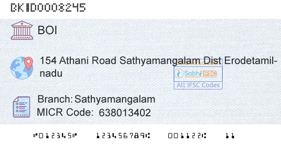 Bank Of India SathyamangalamBranch 
