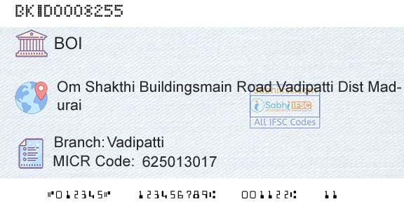 Bank Of India VadipattiBranch 
