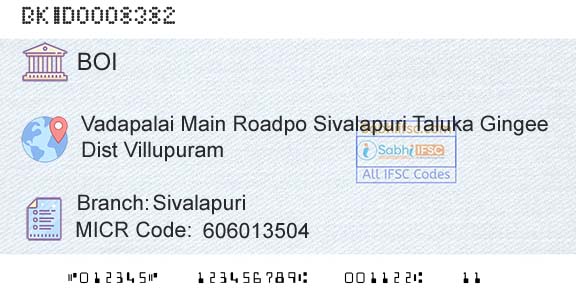 Bank Of India SivalapuriBranch 