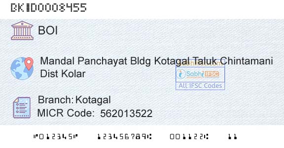 Bank Of India KotagalBranch 