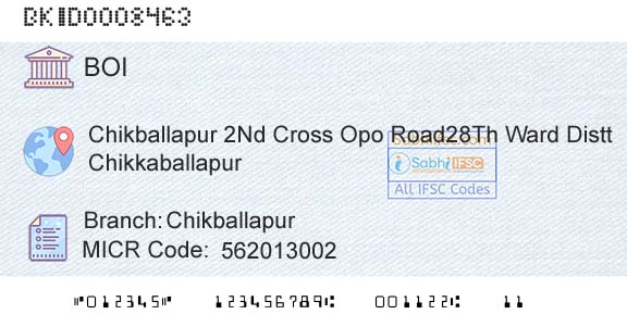 Bank Of India ChikballapurBranch 