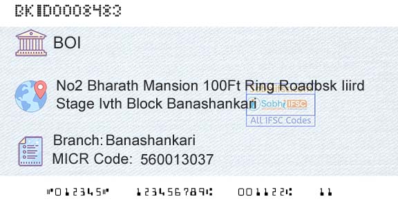 Bank Of India BanashankariBranch 