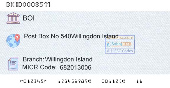 Bank Of India Willingdon IslandBranch 