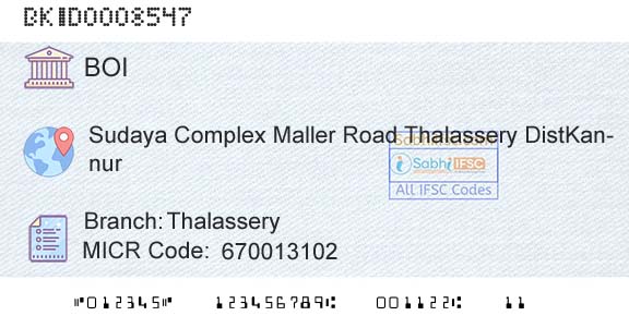 Bank Of India ThalasseryBranch 