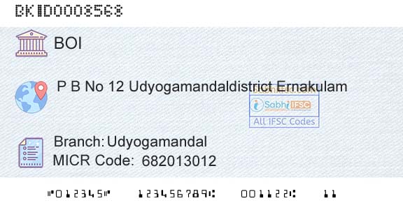 Bank Of India UdyogamandalBranch 