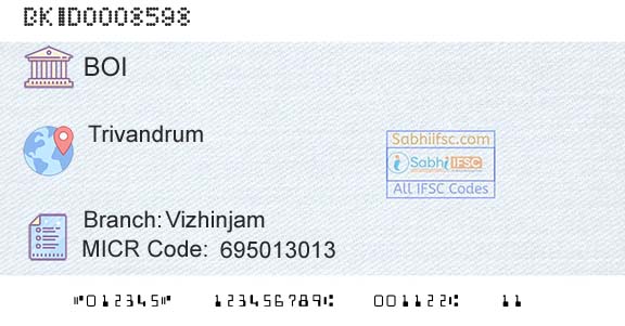 Bank Of India VizhinjamBranch 