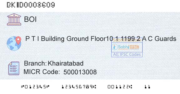Bank Of India KhairatabadBranch 